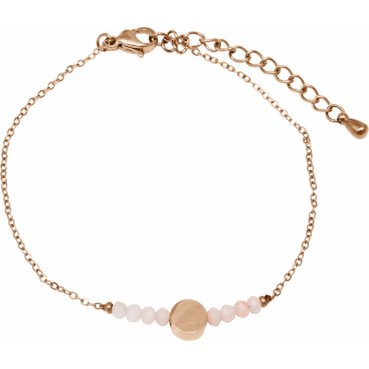 Bracelet platelets with pink stones, stainless steel rose