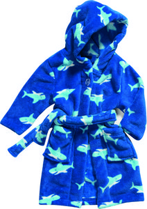 Fleece Bademantel Hai - blau