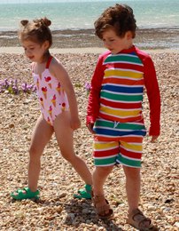 Kinder Schwimmshorts mit Happy Streifen, UV-Schutz UPF 50+