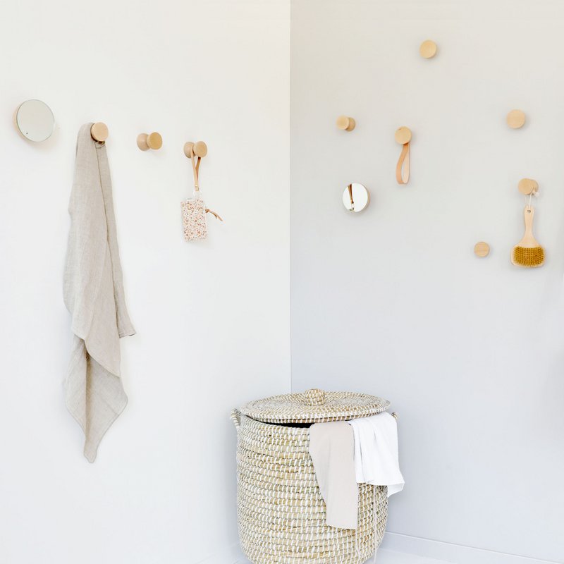Double Round Beech Wood Wall Hook / Knob