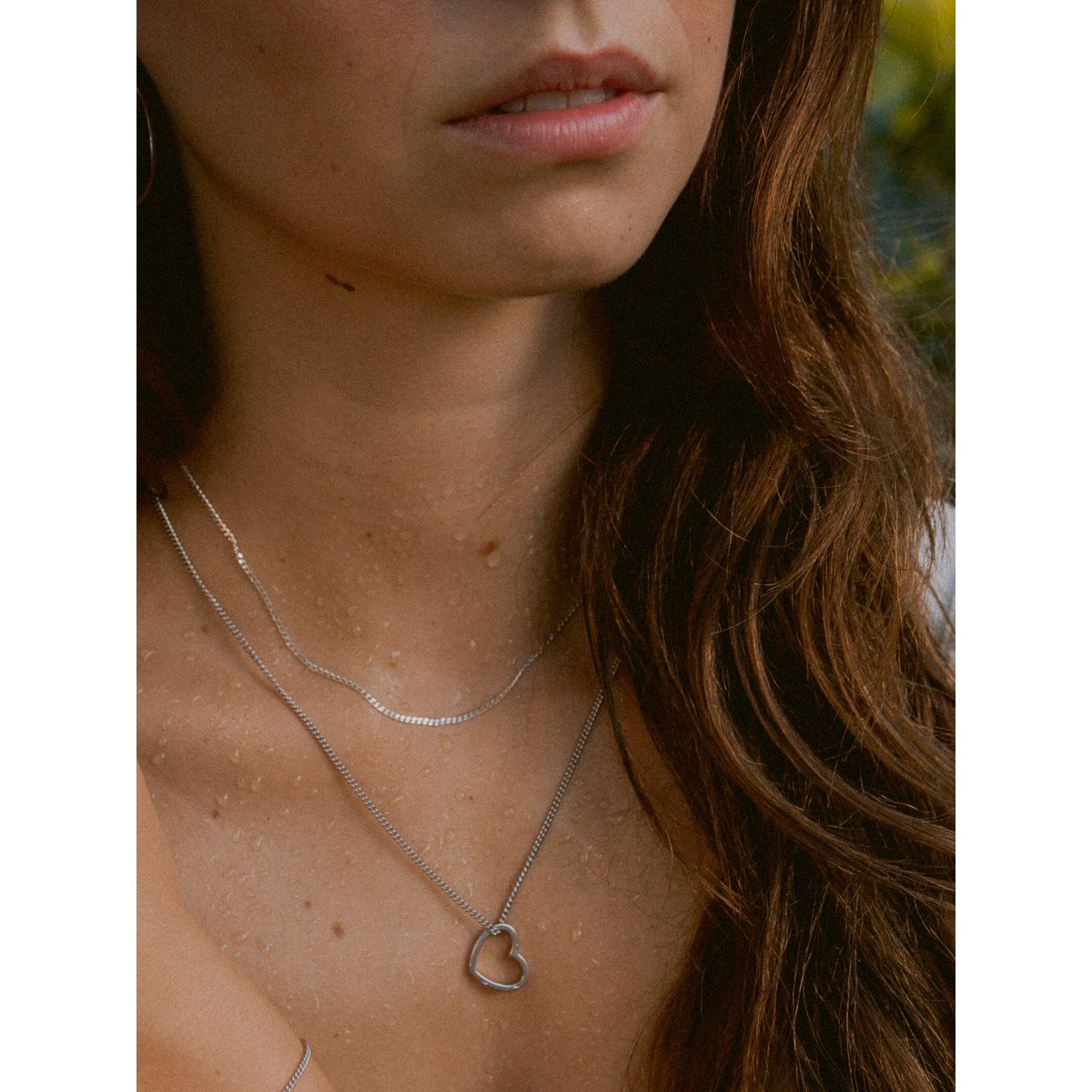 Ciondolo catena CUORE in argento rodiato