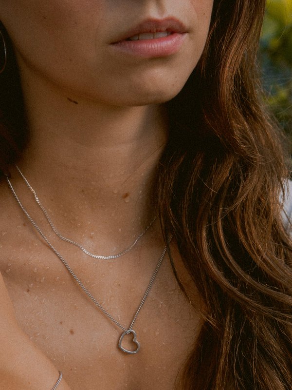 Ciondolo catena CUORE in argento rodiato