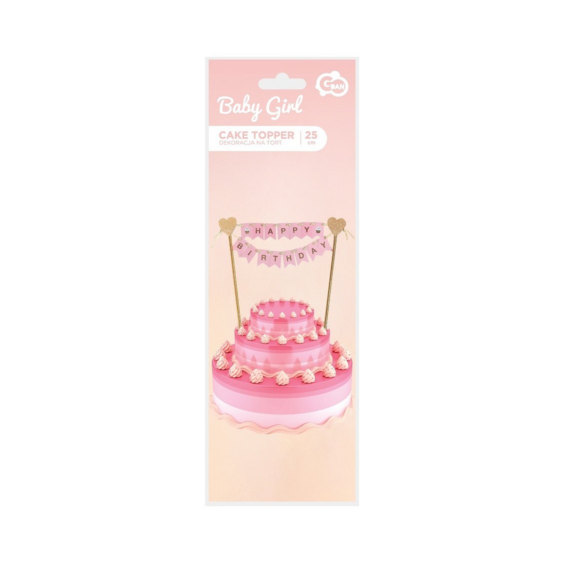 Cake Topper - Buon Compleanno - Bandiere - Rosa