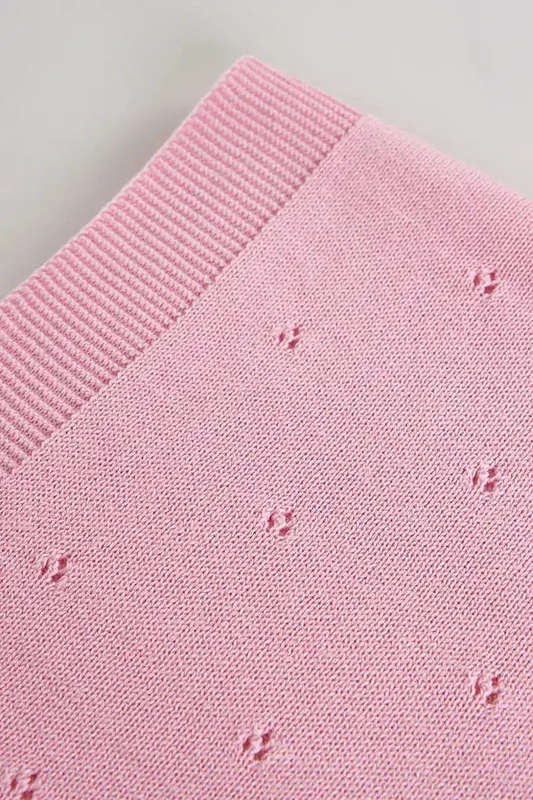 Coperta in maglia di cotone per neonati, punto rosa