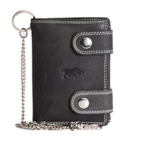 Men's Wallet Leather With Chain Black buffalo leather