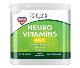  Neuro Vitamins 90 tablets, a dietary supplement containing vitamins B6, B12, and folic acid to support brain and nervous system health.