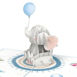 Pop-upkaart babyolifant (blauw)