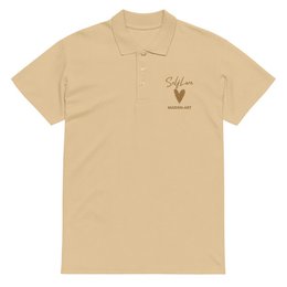 Self Love Premium piqué poloshirt met oudgouden borduursel