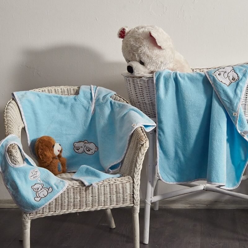 Set van babyponcho's van biologisch katoen met tweelingberen