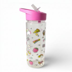 Eenhoorn-waterfles - 650 ml ontwerp met rieten dop