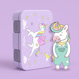 Leaf can with compartments, light & leak -proof - unicorn purple