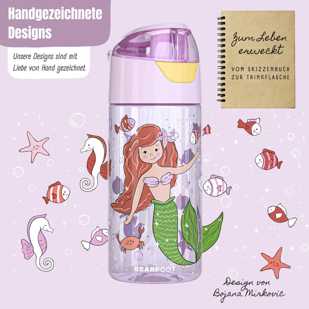 Kinderwaterfles, lichtgewicht waterfles - zeemeermin