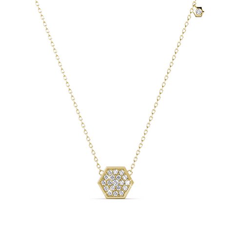 Hexagon Pendant - Gold and Crystal