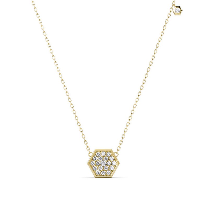 Colgante Hexágono - Oro y Cristal
