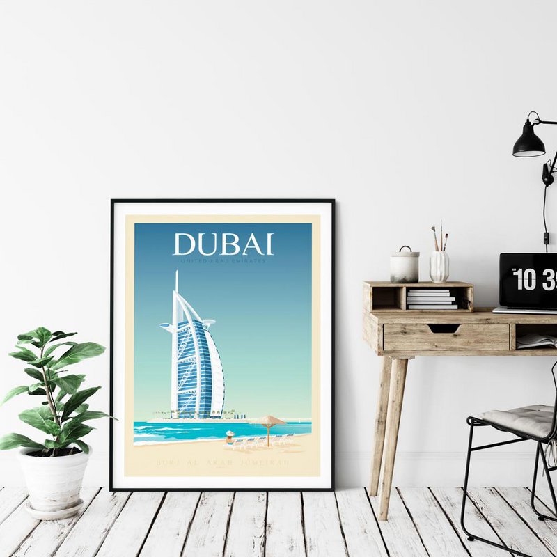Affiche Dubaï Vintage | Poster Ville Dubaï Emirats Arabes Unis