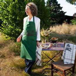 Tablier de cuisine vert avec sanglier