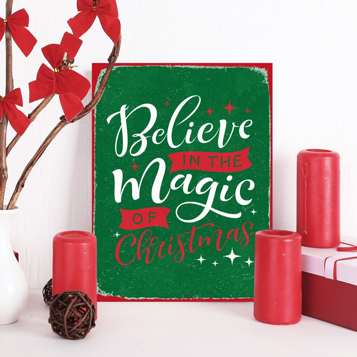 Blechschild - Geloof in de magie van Kerstmis 20x30cm