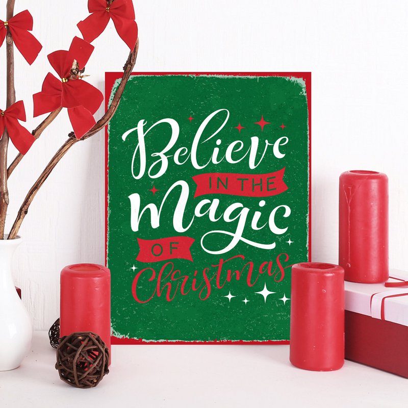 Blechschild - Geloof in de magie van Kerstmis 20x30cm
