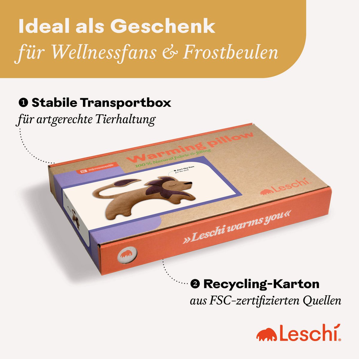 Bio-Körnerkissen für die Mikrowelle, aus 100% Naturmaterialien, Wärmekissen für den Nacken, Löwe