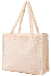 Y-B3.4 BAG1014-001-3 Fluffy Faux Fur Shopper 36x29x13.5cm Beige