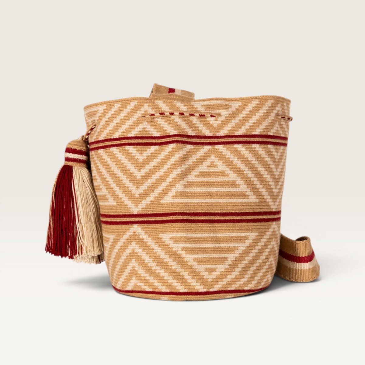 Geometrisk crossbody M | Mandel