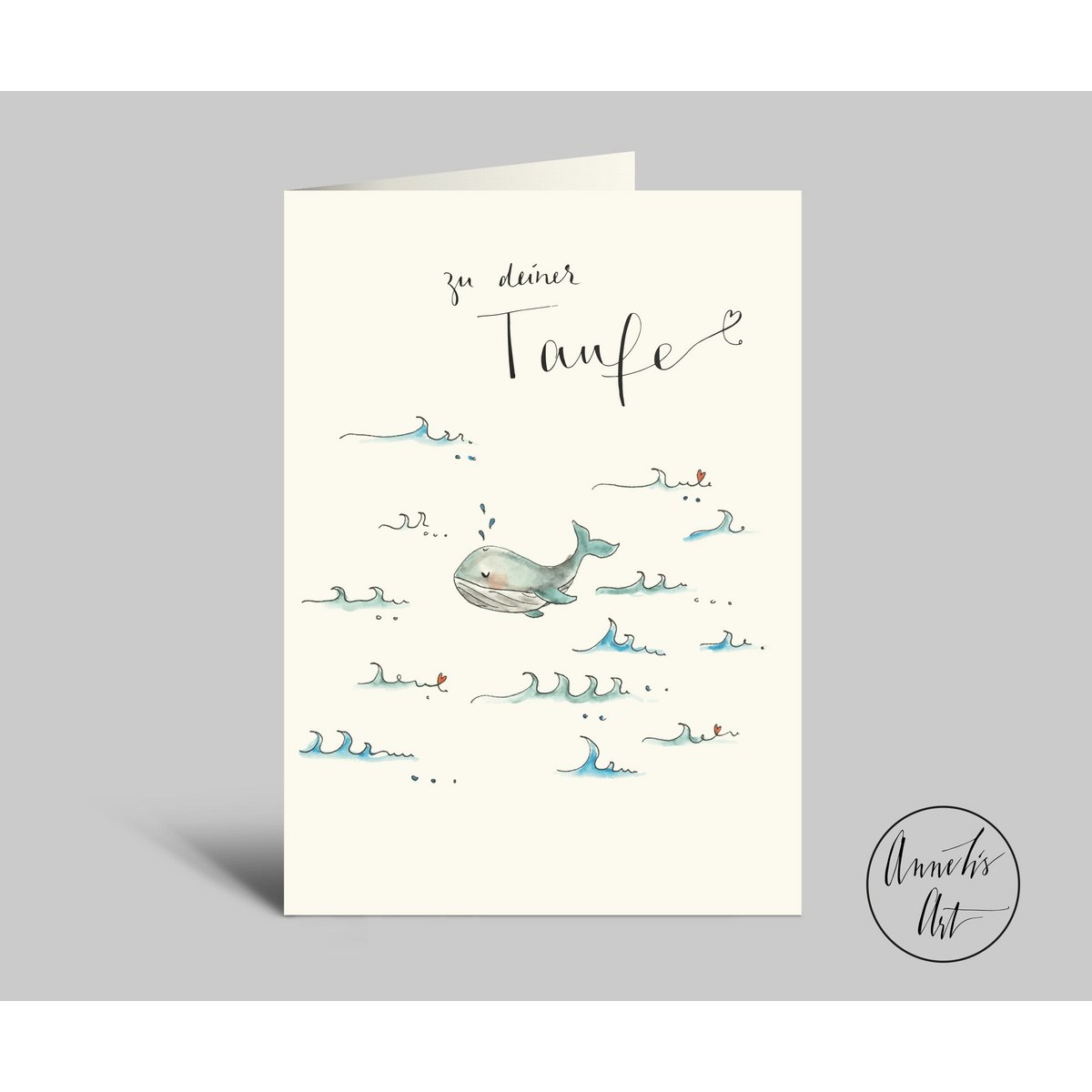 Christening card with envelope | small whale | to your baptism | Folded card