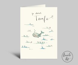 Christening card with envelope | small whale | to your baptism | Folded card