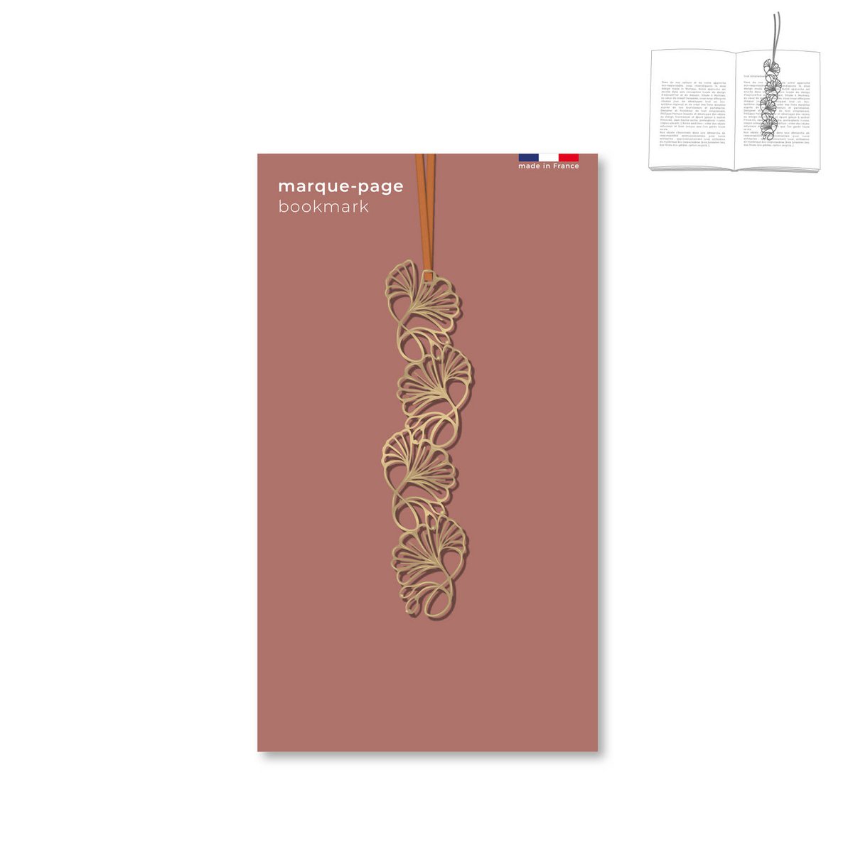 metalen boekenlegger met lint - art nouveau "palmette"