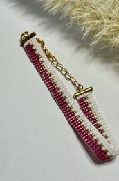 Bracelet miyuki beads white/pink