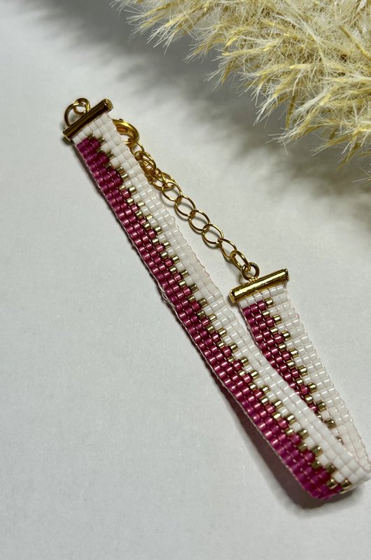 Bracelet miyuki beads white/pink