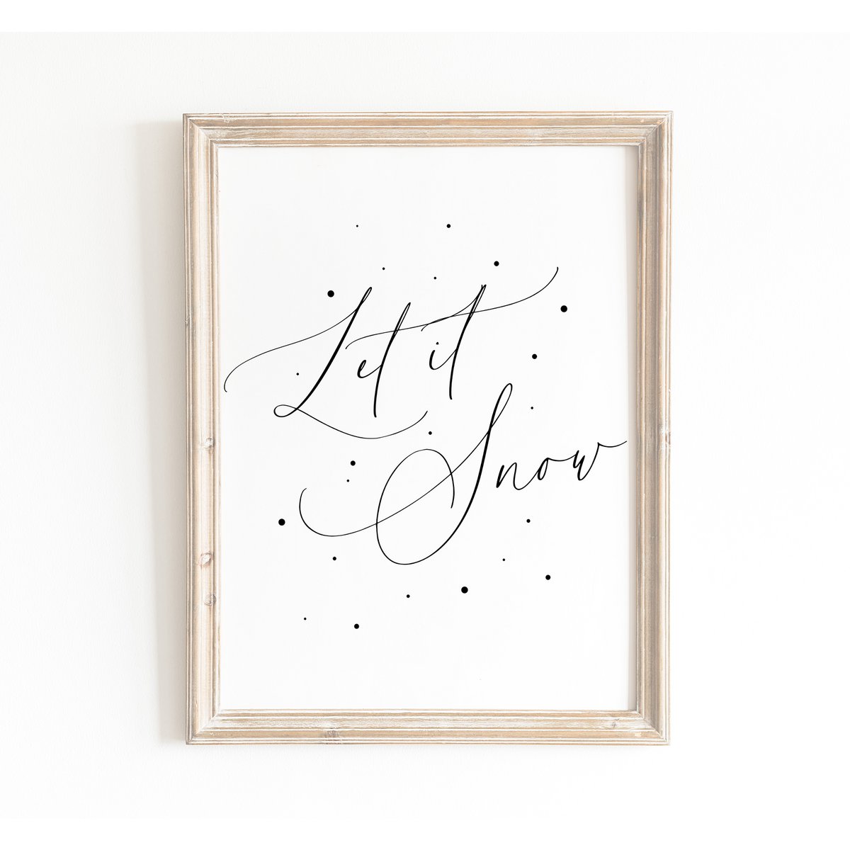 Kerst poster Let it snow, Kerst print sneeuwvlokken