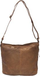 Damer skuldertaske - lysebrunt vintage læder, skuldertaske eller crossbody taske