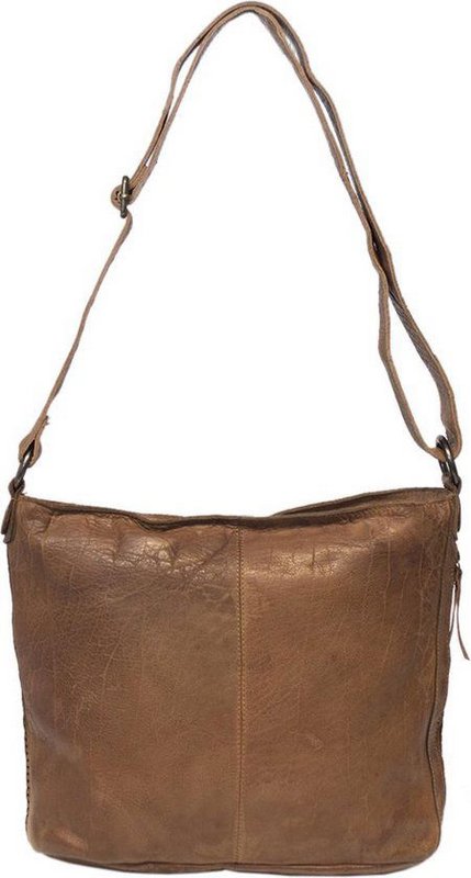 Damer skuldertaske - lysebrunt vintage læder, skuldertaske eller crossbody taske
