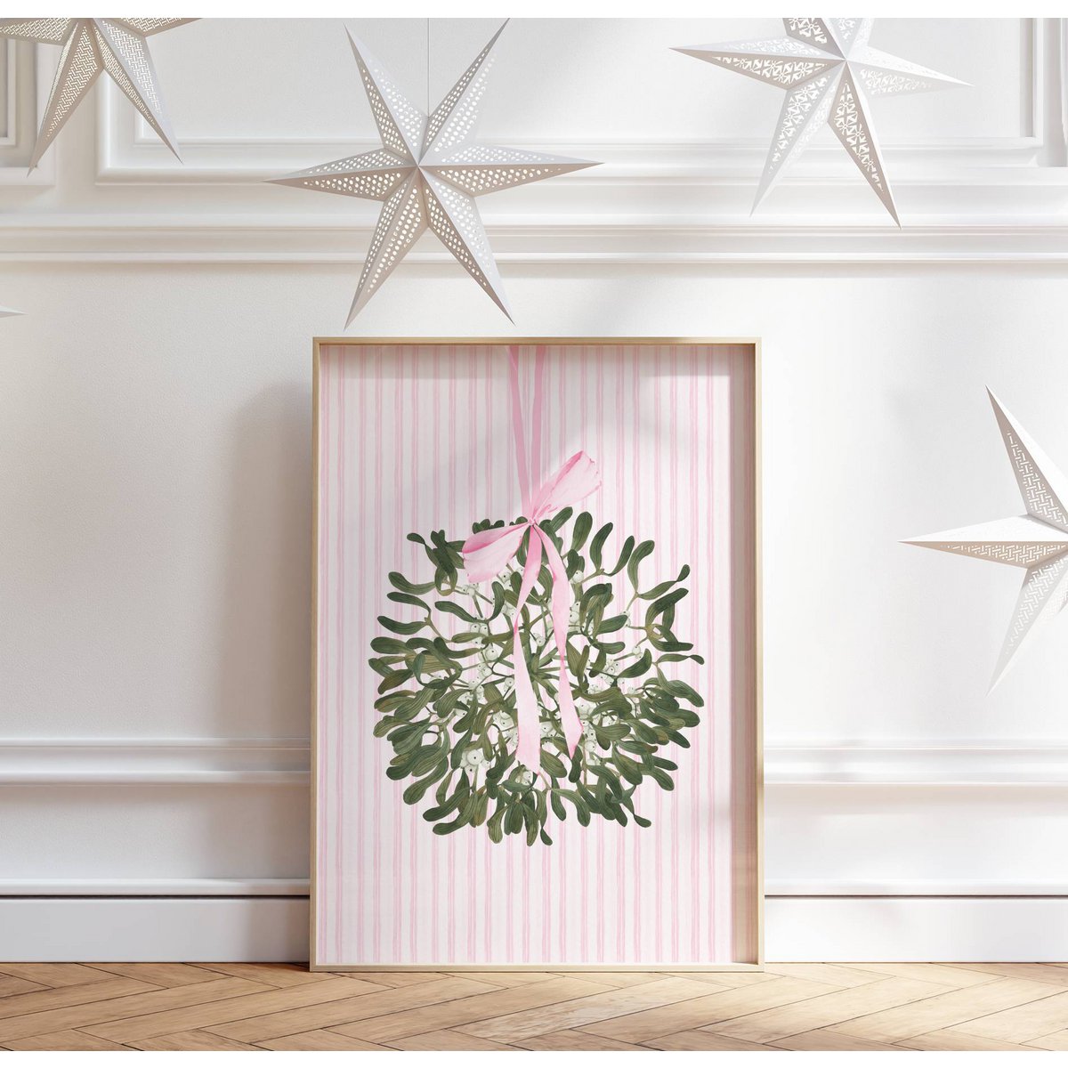 Pink Mistletoe Print, Pink Christmas Plakat, Marrier Plakat, Christmas Plakat, Christmas Print, Mistletoe Print