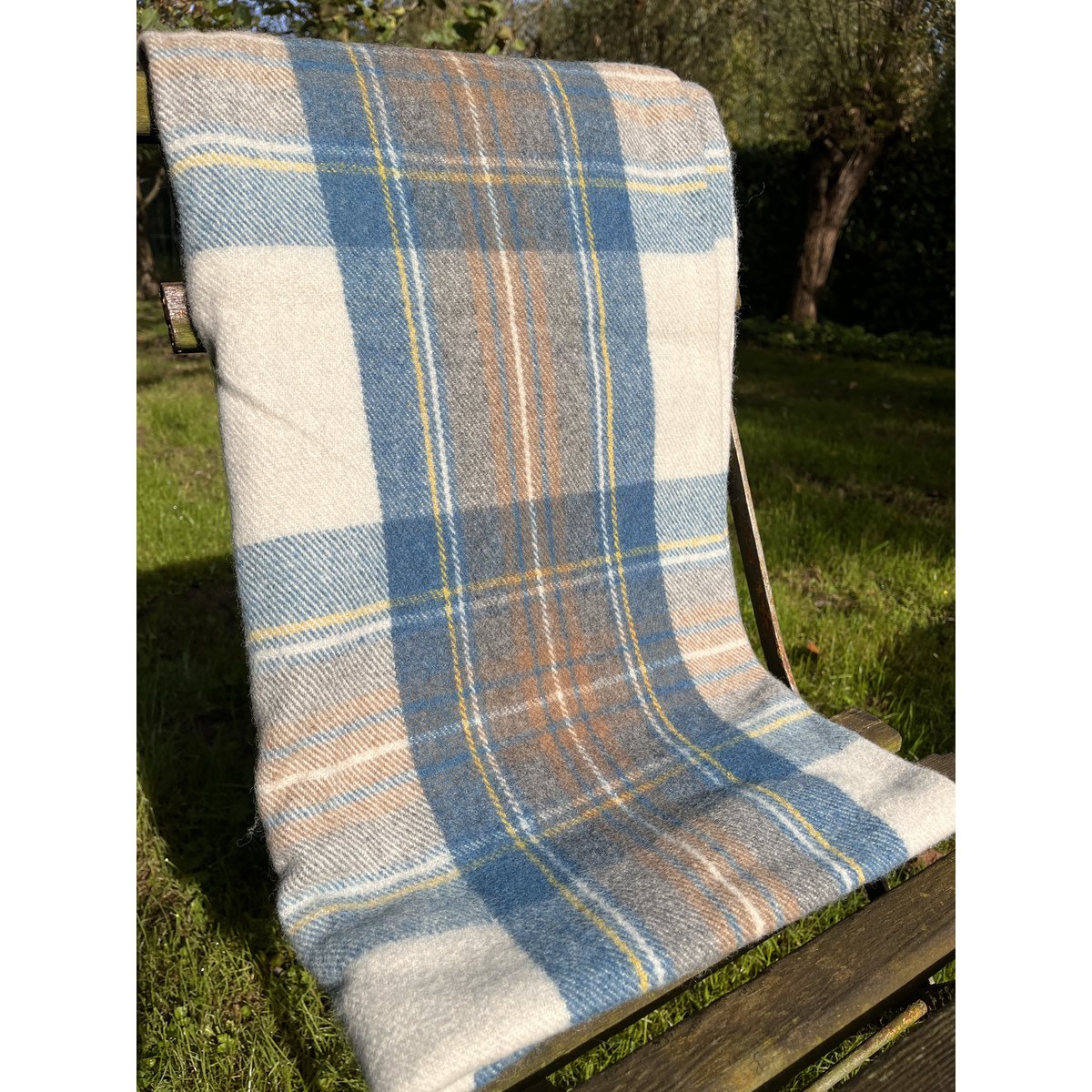 Tartan-Decke – Stewart Muted Blue – 100 % recycelte Wolle