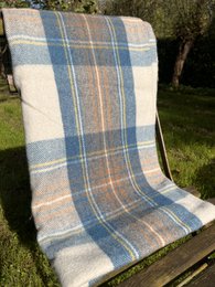 Tartan-Decke – Stewart Muted Blue – 100 % recycelte Wolle