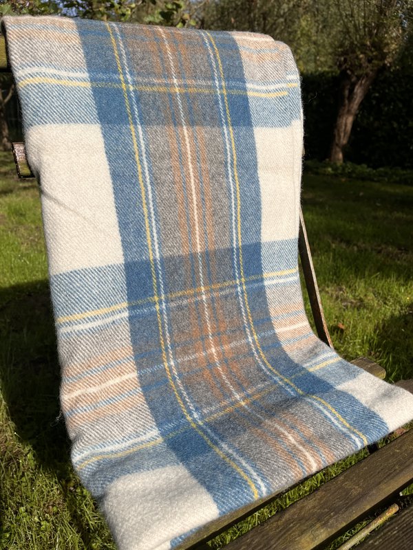 Tartan-Decke – Stewart Muted Blue – 100 % recycelte Wolle