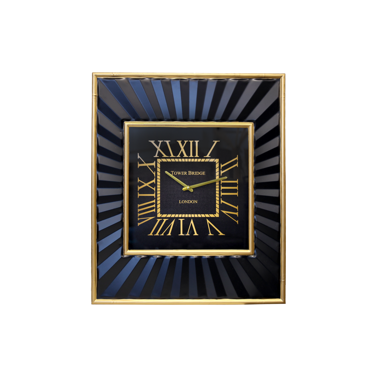 Schwarz-goldene Metallwanduhr 70 x 60 cm
