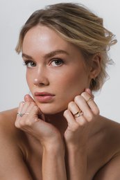 Puristic hoop earring with bar made of 925 sterling silver - gold