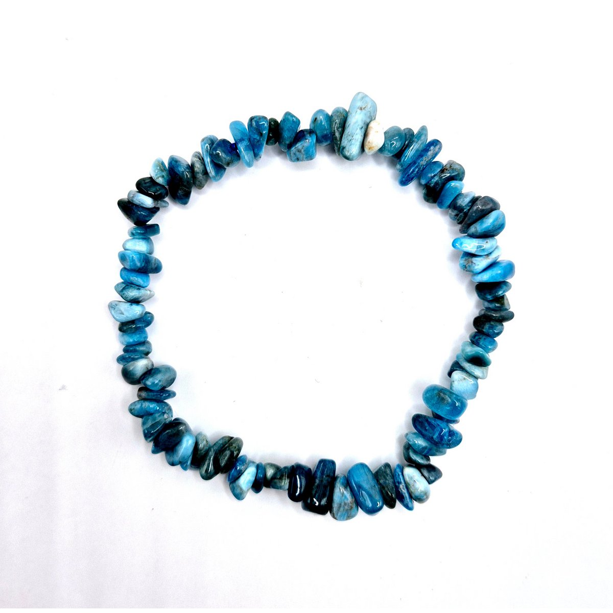Blauwe Apatiet Edelsteen Chips Armband - 19 cm (Blue Apatite)