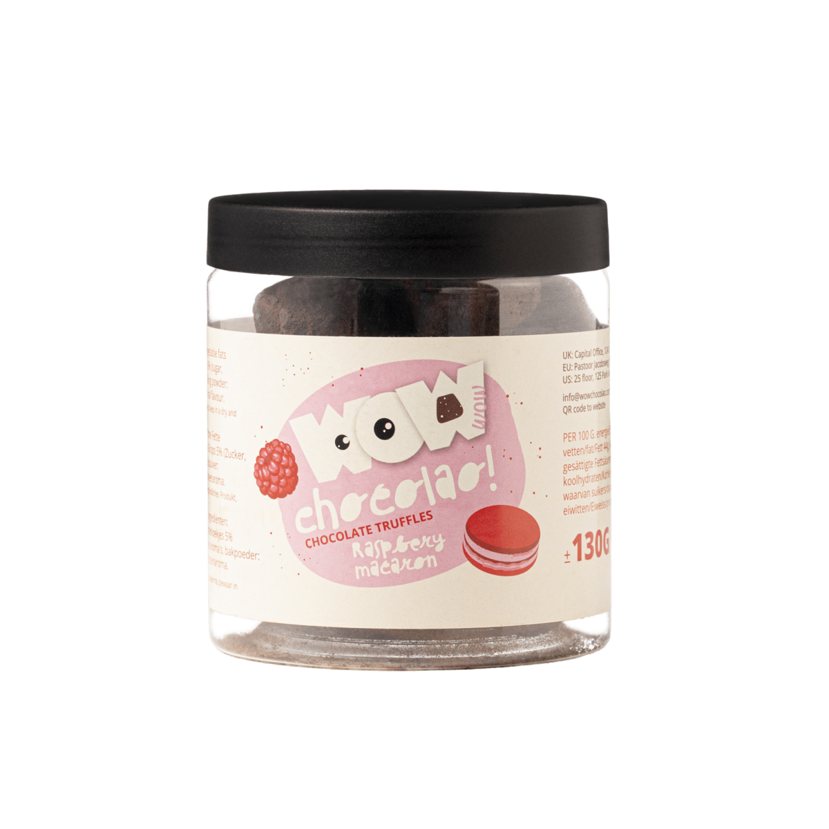 Raspberry Macaron Chocolate Truffles Gift Jar 130g | Fruity Luxury Chocolate