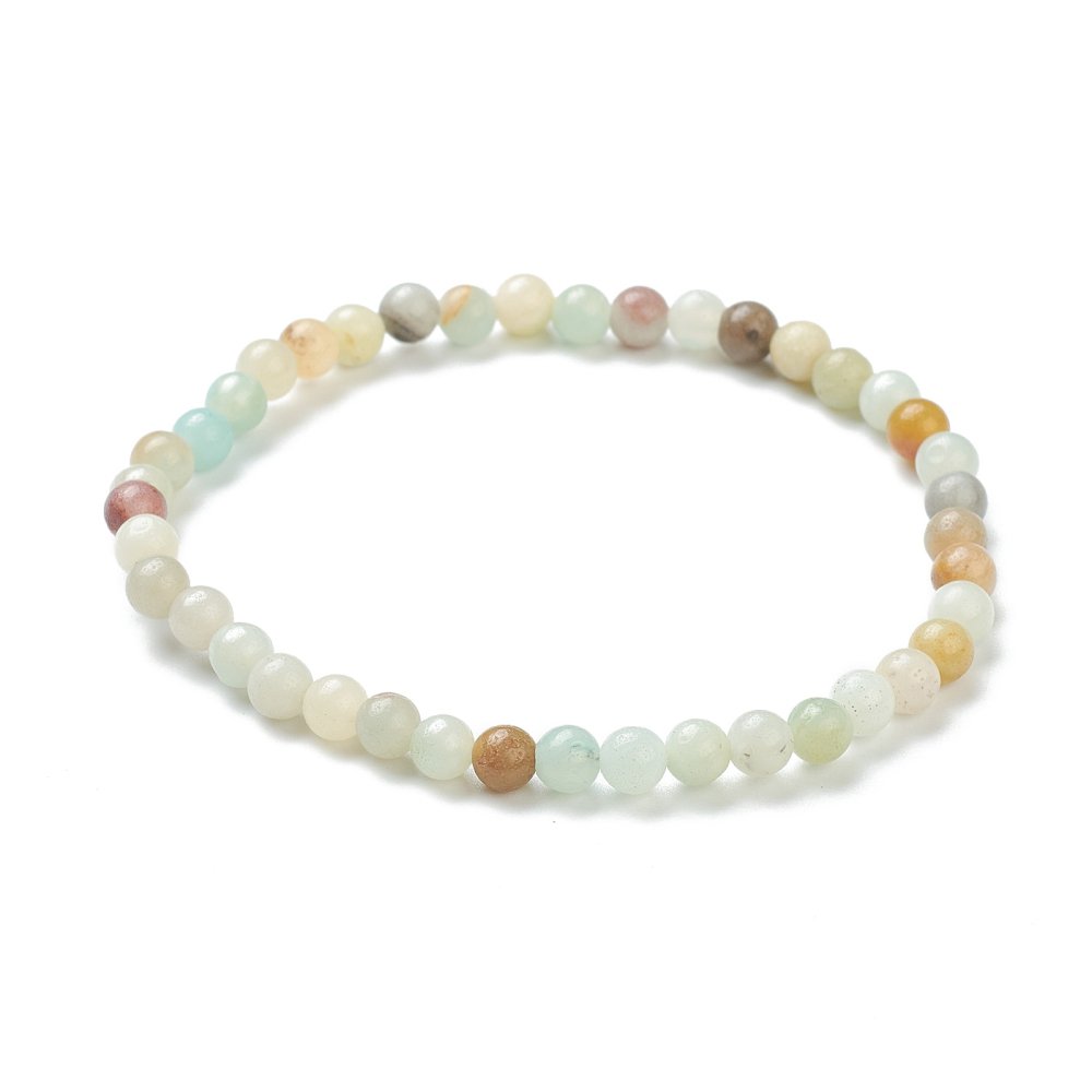 Bracciale elasticizzato con perline naturali di amazzonite da 4 mm