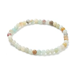 Bracciale elasticizzato con perline naturali di amazzonite da 4 mm