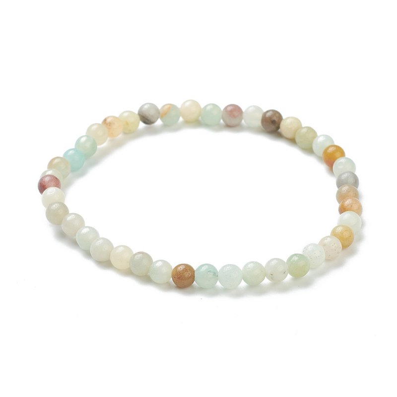 Bracciale elasticizzato con perline naturali di amazzonite da 4 mm