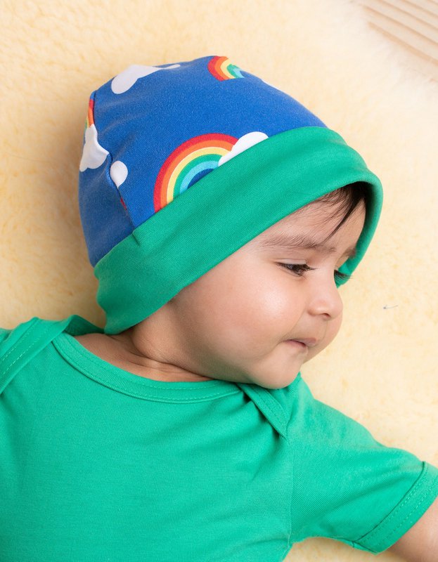 Organisk bomulds baby gave sæt med romper, hat og krop med regnbue tryk