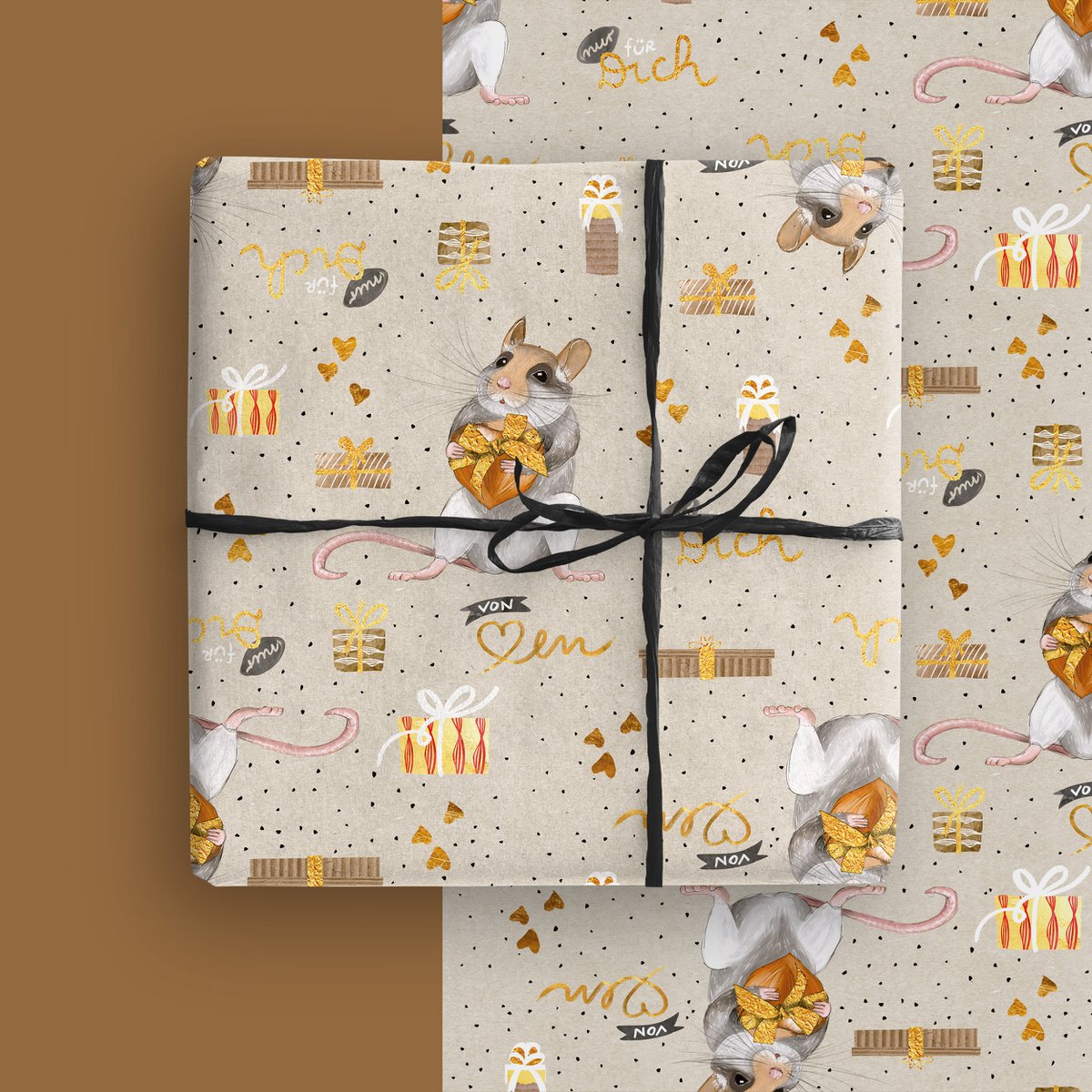 Wrapping paper - mouse, 50x70cm, sheet
