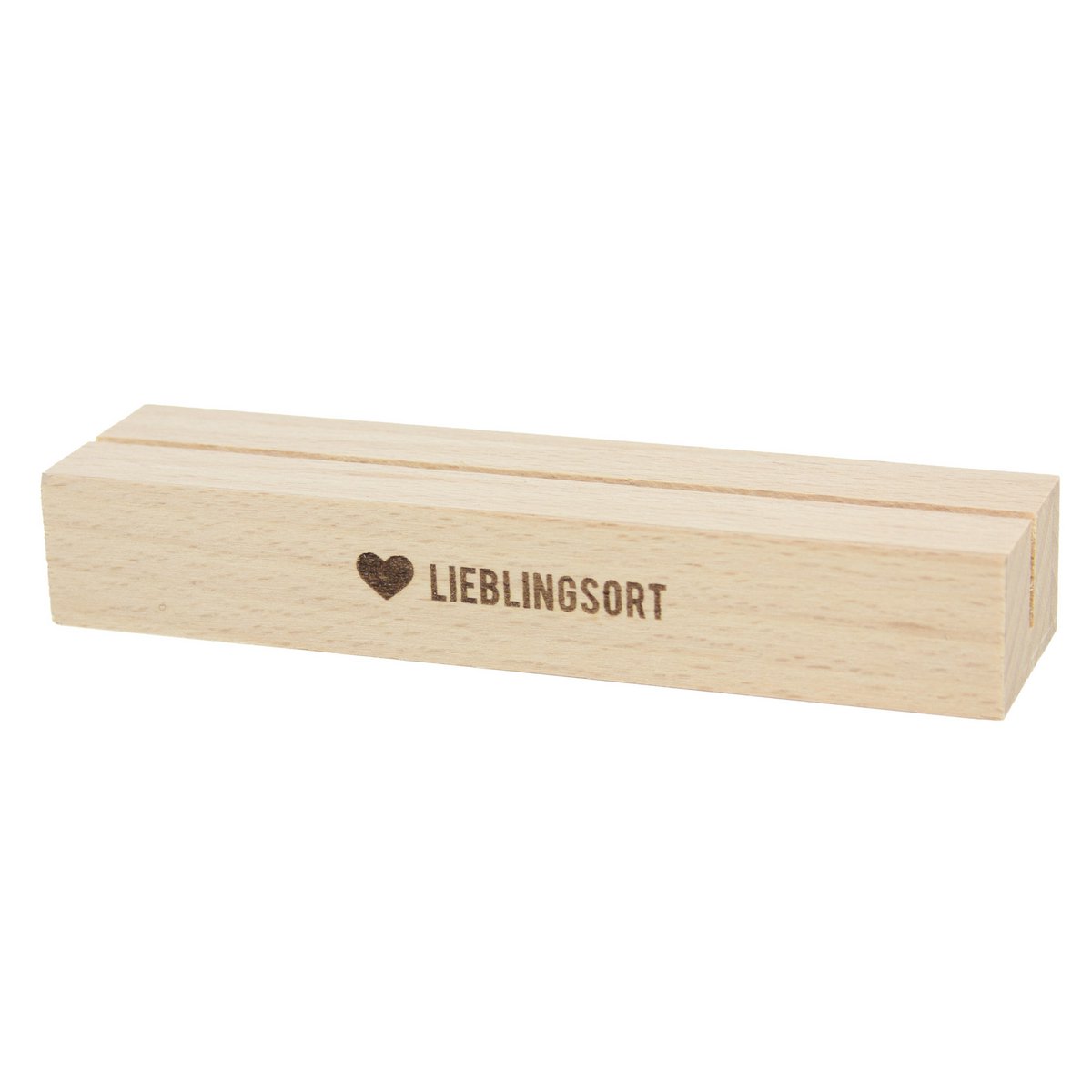 Card stand favorite place made of sustainable beech wood - card holder with heart engraving - maritime home accessory