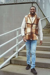 Wool body warmer - Multicolored with zipper