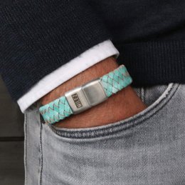 Leather men's bracelet turquoise