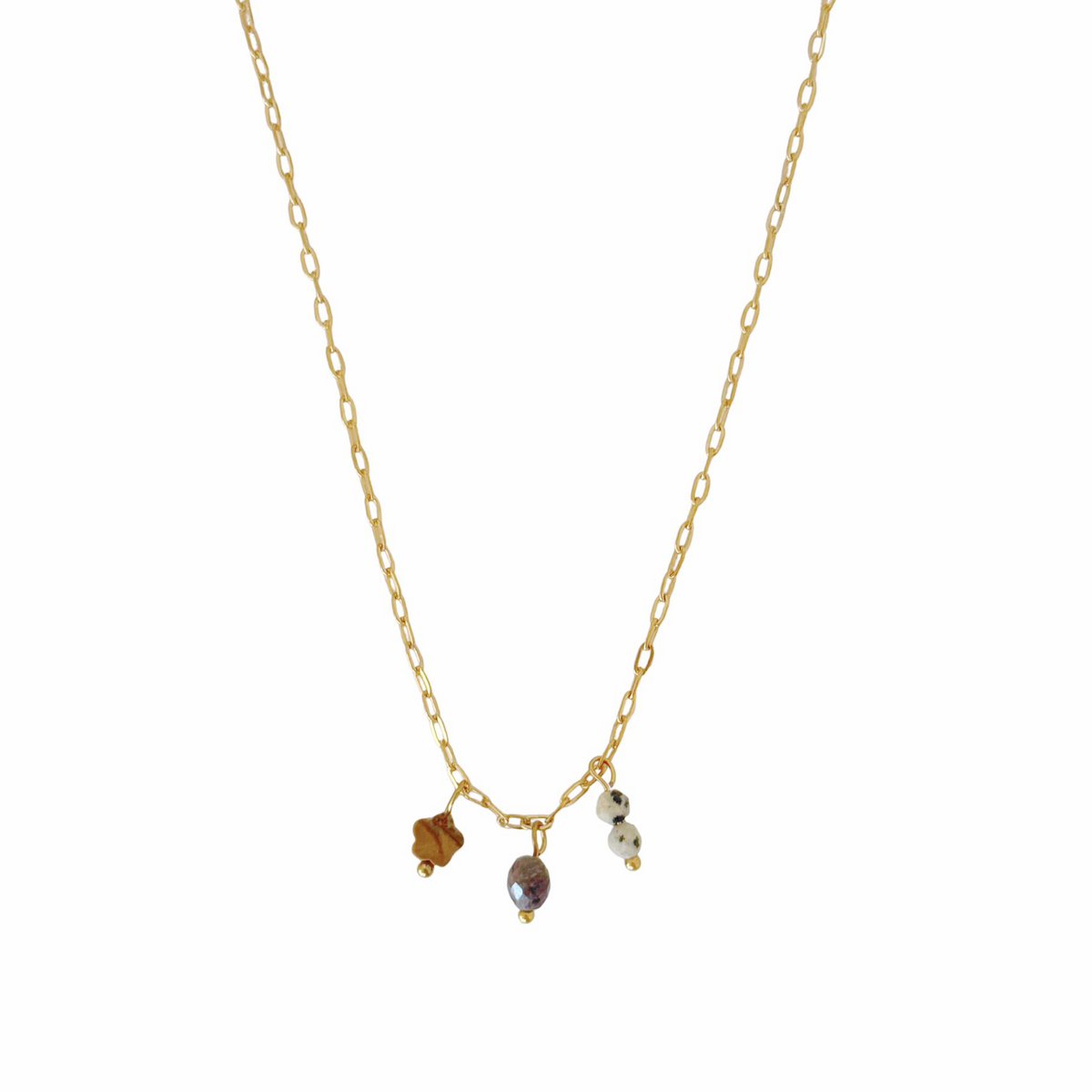 Collana con diaspro e labradorite marrone - Oro